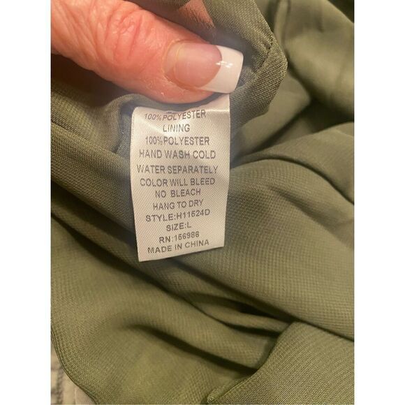 Vestique Olive Green Baby Doll Party Dress. Size L. High Neck Swiftie - Picture 12 of 14